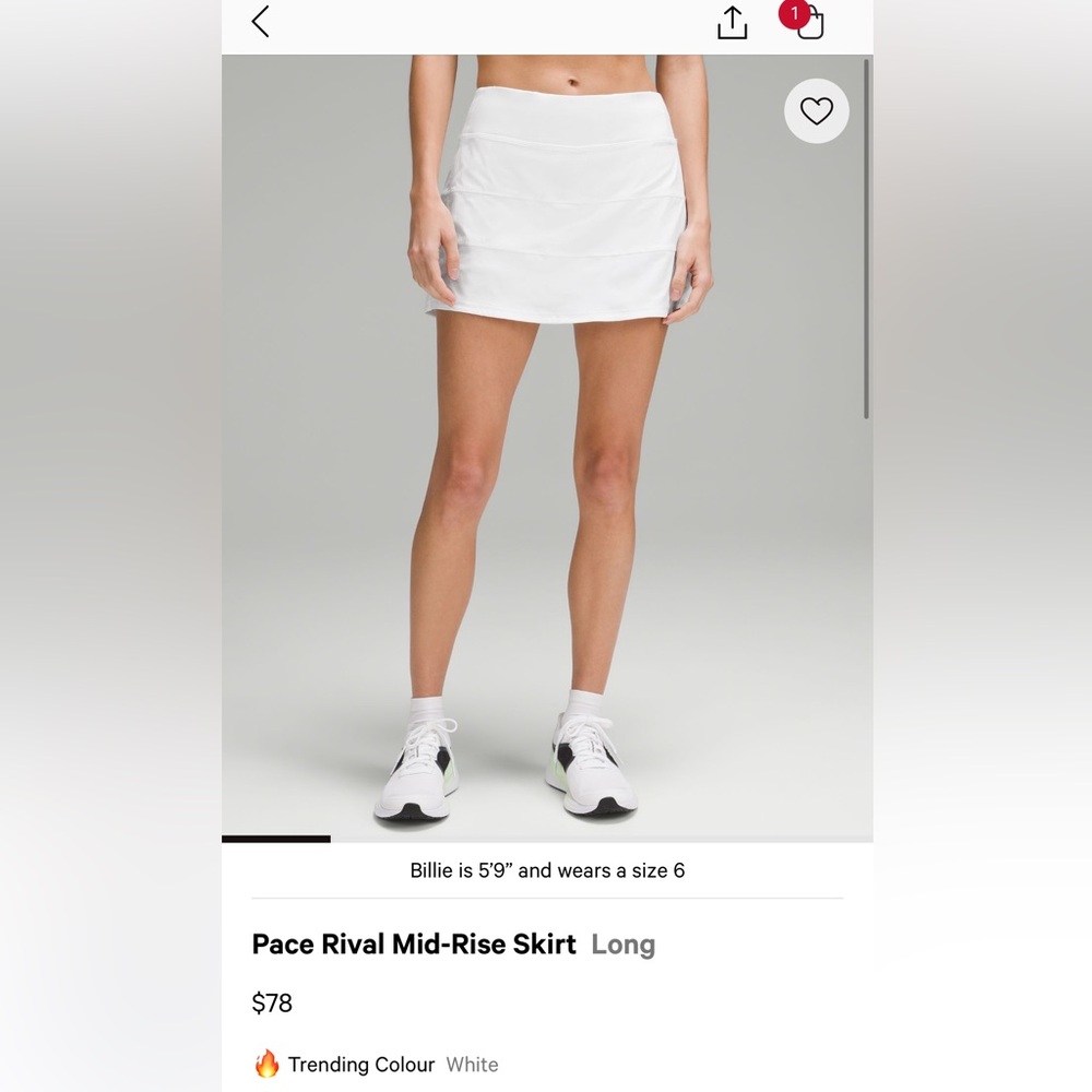 Lululemon Pace Rival mid rise skirt